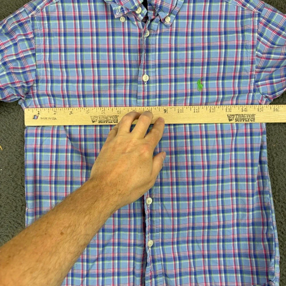 Ralph Lauren Kids Blue Plaid Button Down Shirt Size S 8 Long Sleeve Cotton
